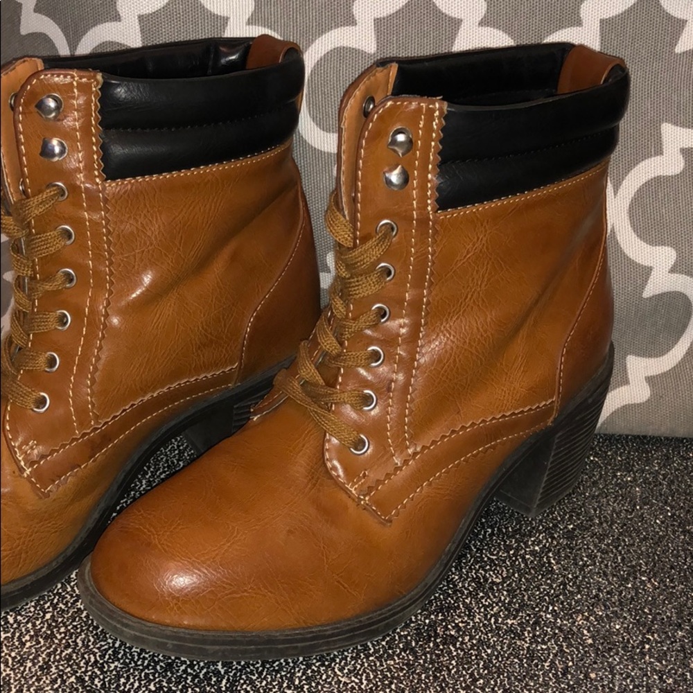 Lace Up Brown Booties